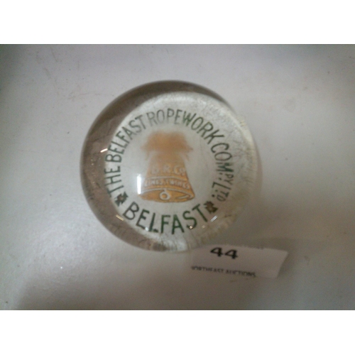 44 - Victorian Belfast Ropework Company Paperweight