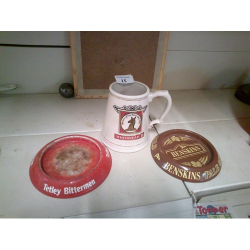 15 - Pub Tankard & 2 Vintage Ashtrays