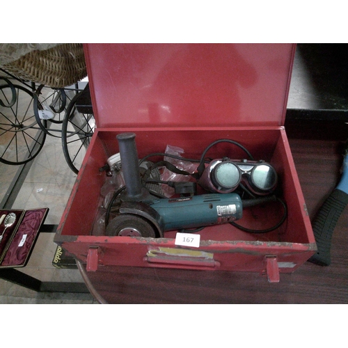 167 - Makita Grinder & Accessories with Storage Box