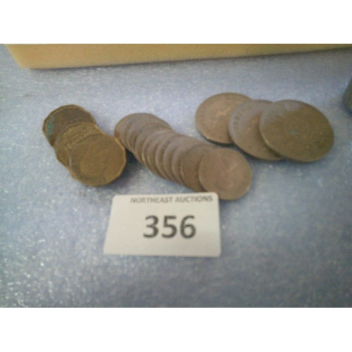 356 - Lot of Old Thrupenny Bits,Sixpences & 2 Shilling Coins