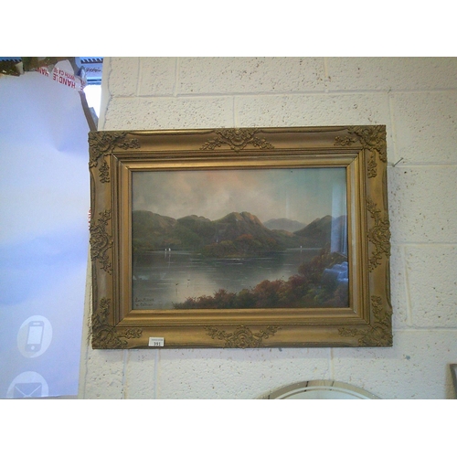 391 - Large Gilt Framed Mountain Scene (3ft x 2ft)