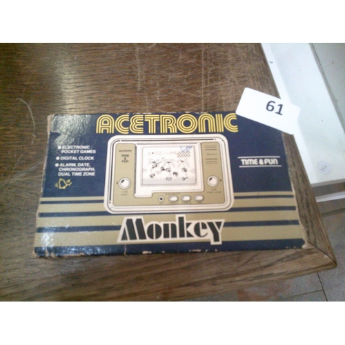 61 - Rare Boxed Acetronic Monkey Vintage 1981 LCD Game (collectors dream)