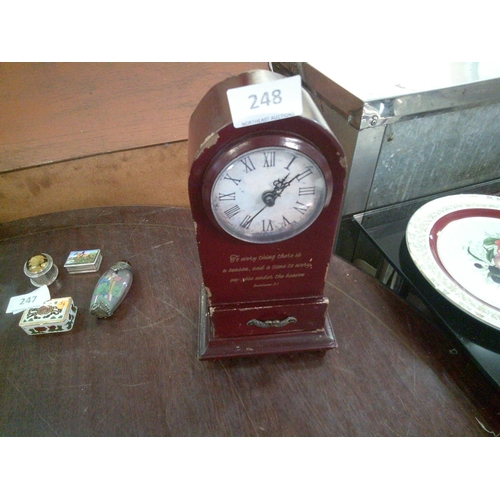 248 - Small Mantle Clock with Storage