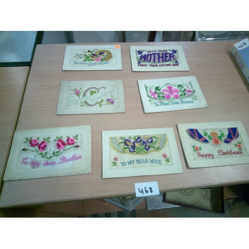 468 - Original WW1 Embroidered Postcards x 7