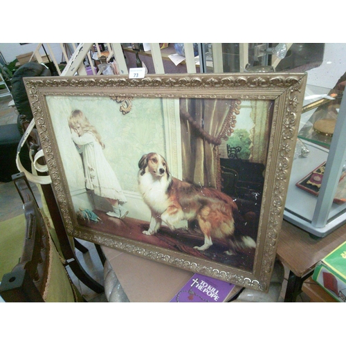 73 - Lassie & Girl in Gilt Frame