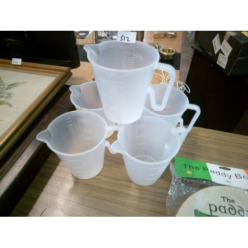 512 - 5 Kitchen Plastic Measuring Jugs