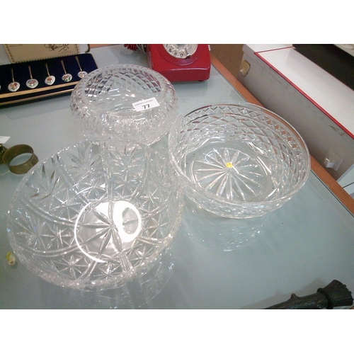 77 - 3 Crystal Fruit Bowls