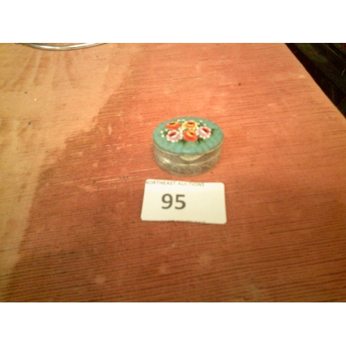 95 - Cloisonne Finished Silver Plated Pillbox