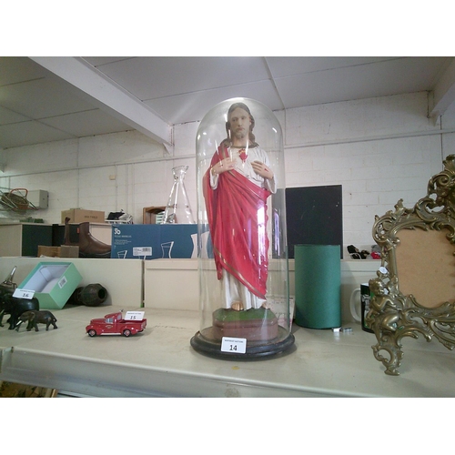 14 - Antique Our Lord Statue in Glass Dome (17