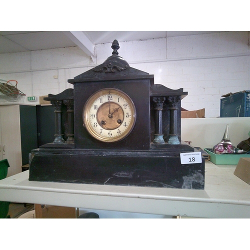 18 - Old Heavy Marble Mantle Clock for Restoring