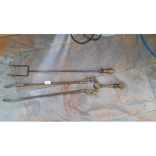 163 - Large Brass Iron for fireplace and Extra size vintage toasting fork