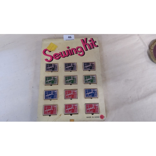 46 - Vintage 1960s Sewing Kit, Made in Hong Kong. Contains 12 individual kits with colorful graphics.