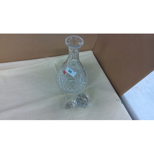 50 - Tyrone Crystal decanter with faceted stopper.