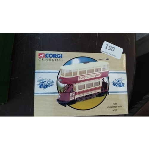 190 - Corgi Classics 97270 Closed Top Tram ACDO, boxed miniature model in original packaging.