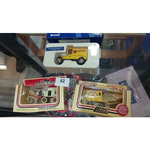 62 - Set of three vintage die-cast model vehicles in original packaging. Includes Lledo Models of Days Go... 