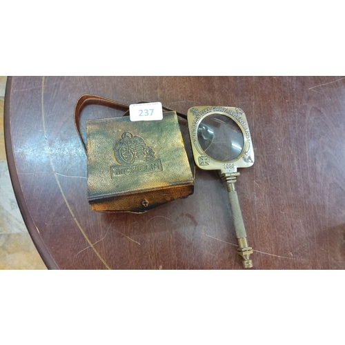 237 - Antique brass magnifying glass with 