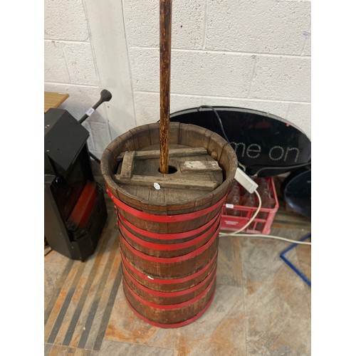 397A - Vintage Wooden Butter Churn & Accessories