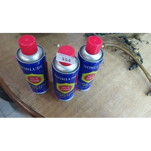 154 - Set of three Norlube Nut Jobb lubricating sprays, 450ml each.