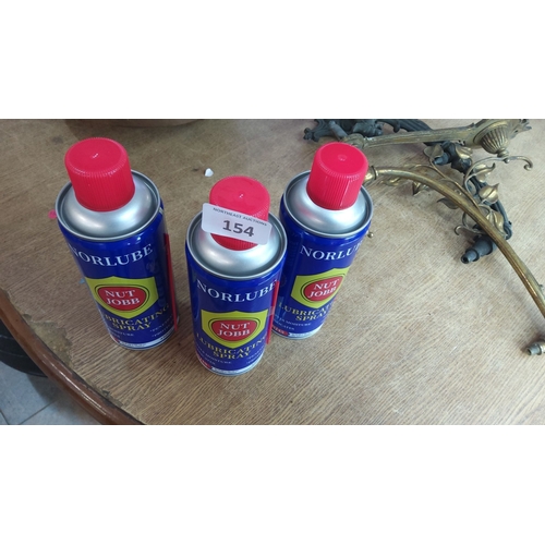 154 - Set of three Norlube Nut Jobb lubricating sprays, 450ml each.