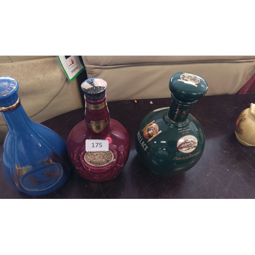 175 - Set of three vintage whisky decanters