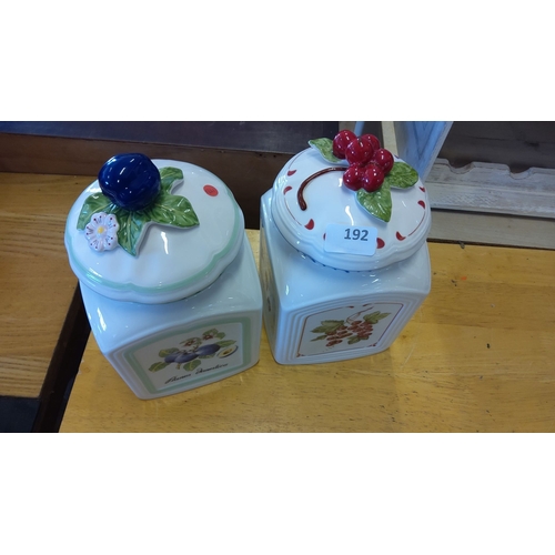 192 - Pair of Villeroy & Boch ceramic jars from the French Garden Charm collection. The jars feature fruit... 