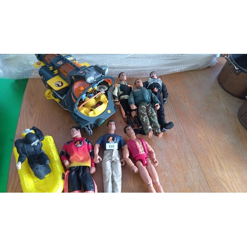 310 - Lot of Action Figures with Submarine Toy Set - Includes multiple action figures and a detailed subma... 