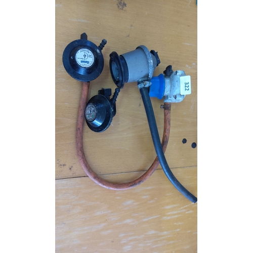 322 - 4 Gas Regulators Set,some with attached hoses