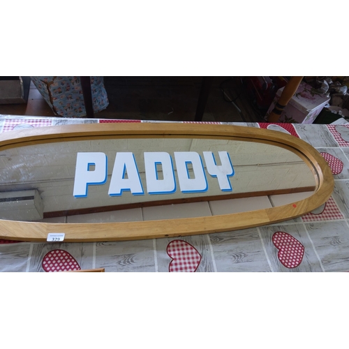 329 - Homemade'Paddy'oval mirror with wooden frame