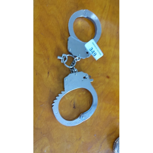 349 - Silver Metal Handcuffs with Key