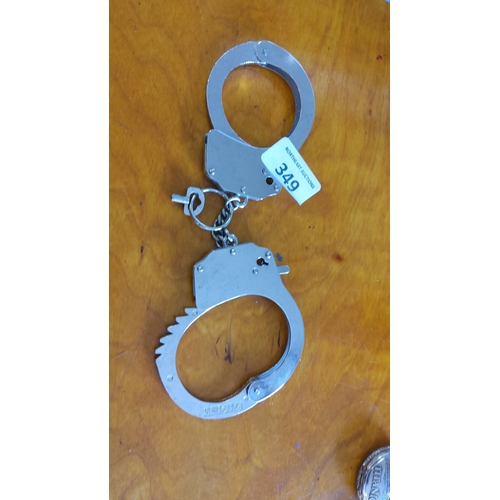 349 - Silver Metal Handcuffs with Key