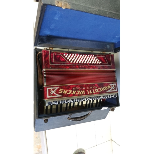 35 - Vintage Pancotti Vickers Accordion, Macerata, Italy. Features red and white button keys and classic ... 