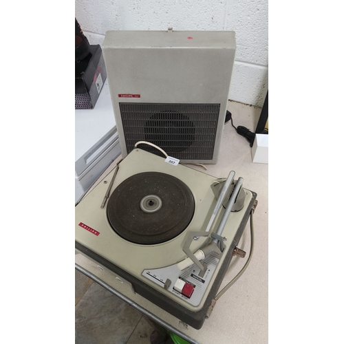 397 - Vintage Phillips turntable record player with external speaker, circa mid-20th century. Features spe... 