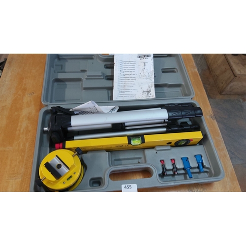 455 - Powerfix PLW 670 Tripod Leveling Kit, comes with tripod, level, instructions, and accessories in a g... 