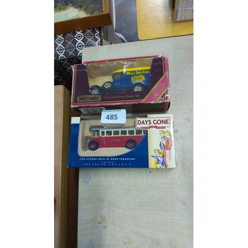 485 - Matchbox Y-19 1929 Morris Cowley Van and Days Gone vintage General double-decker bus collectible mod... 