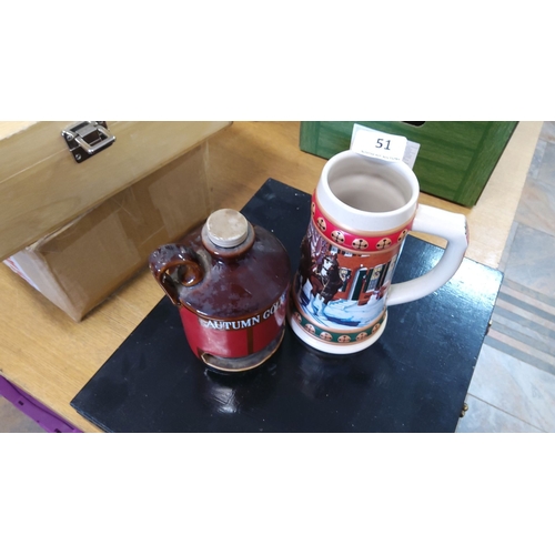 51 - Vintage brown jug with 