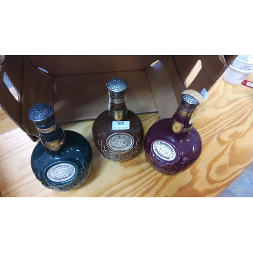 57 - Three ceramic decanters collectible from Chivas Brothers Ltd Royal Salute Scotch Whisky, made by Spo... 