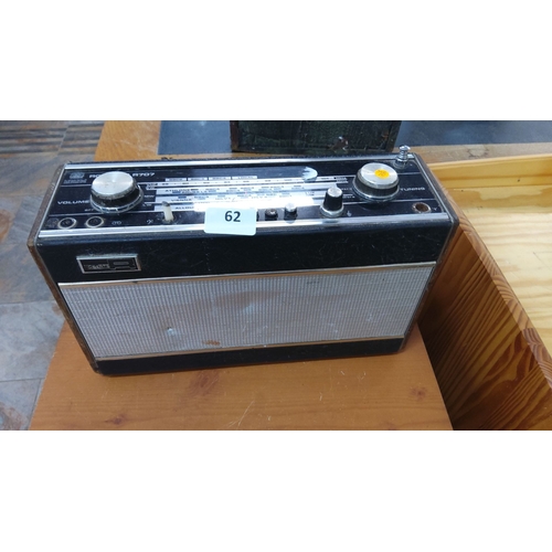 62 - Vintage Roberts R707 portable radio. It has a classic design with manual tuning and volume controls.