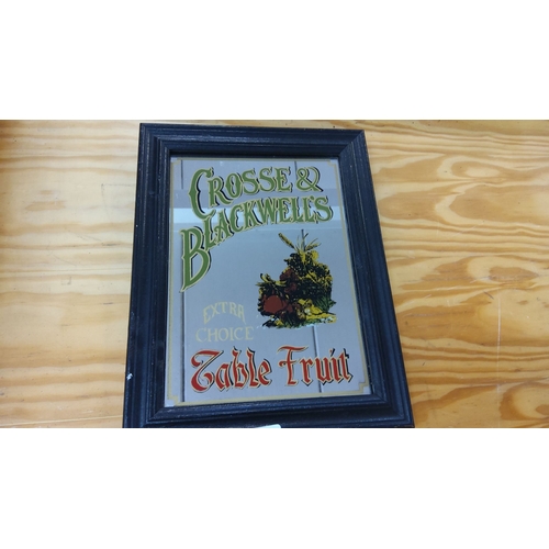 66 - Vintage Crosse & Blackwell's Table Fruit advertising mirror, framed in dark wood, with colorful frui... 