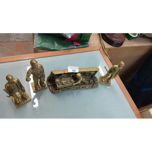 68 - Set of four brass mining figurines