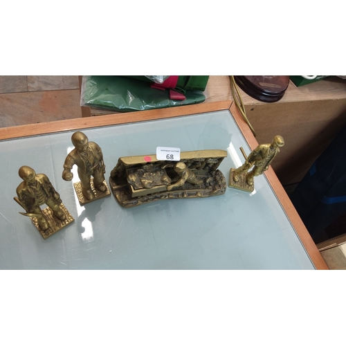 68 - Set of four brass mining figurines