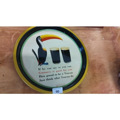 90 - Vintage Guinness Tin Tray featuring the iconic Toucan. Printed in Great Britain. Circular, multicolo... 