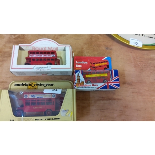 91 - Collection of three models of yesteryear  London buses