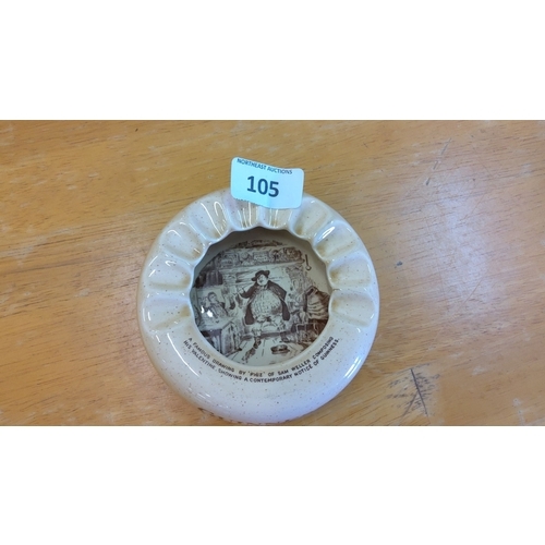105 - Vintage Guinness ceramic ashtray depicting a Phiz illustration of Sam Weller, marked GA.58.C, produc... 