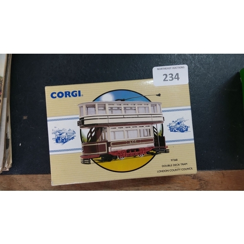 234 - Corgi Double Deck Tram Model 97268, boxed. Features historic London County Council design.