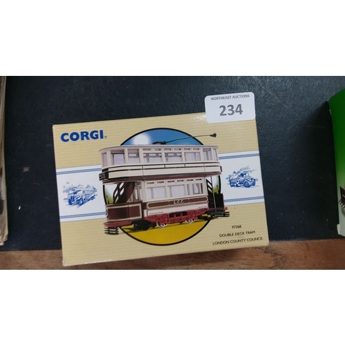 234 - Corgi Double Deck Tram Model 97268, boxed. Features historic London County Council design.