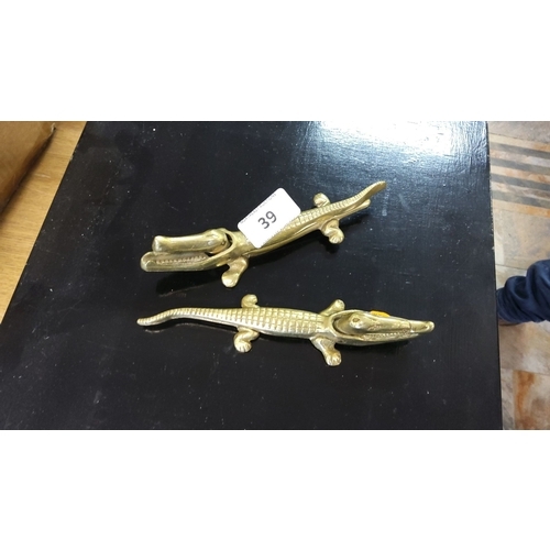 39 - Pair of brass crocodile-shaped Brass Nutcrackers