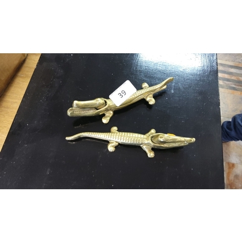 39 - Pair of brass crocodile-shaped Brass Nutcrackers