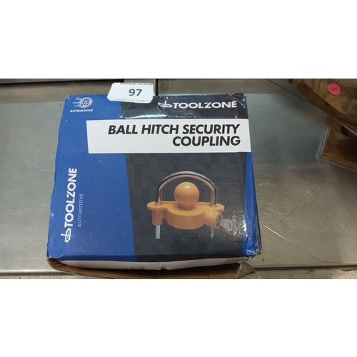 97 - Toolzone Ball Hitch Security Coupling, boxed item.