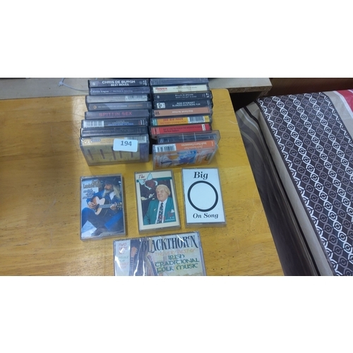 194 - Collection of 17 assorted cassette tapes featuring various artists and genres. Titles include 