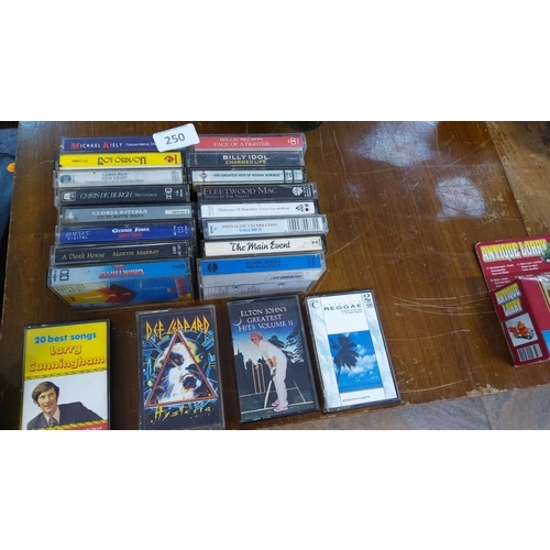 250 - Collection of 18 cassette tapes from various artists like Elton John, Def Leppard, Larry Cunningham,... 